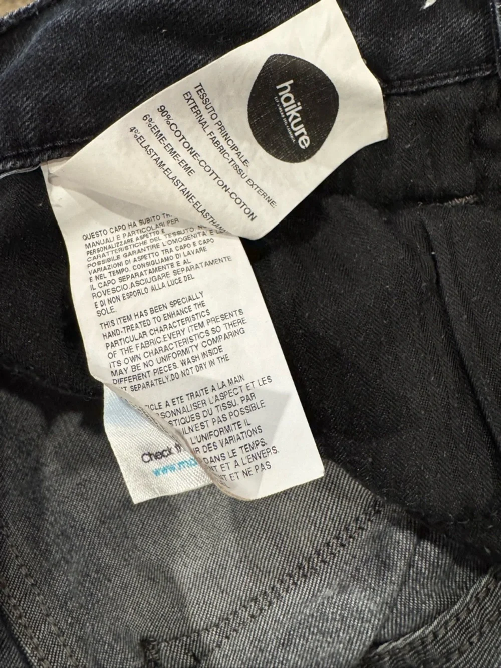 Haikure |Black Laser Hearth Wash Rio Jean-Made In Italy Chic Edgy Designer Denim
